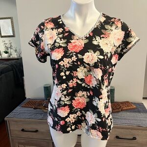 Parkhurst vneck floral and striped tshirt